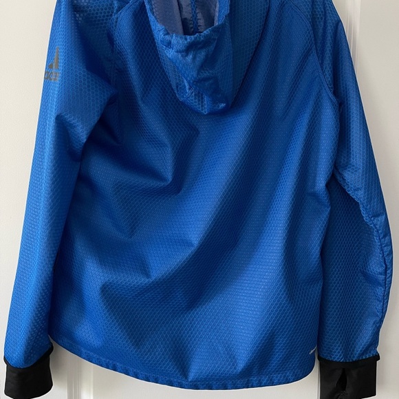 Adidas Climastorm Hooded Jacket Blue Size M Unisex Full Zip Water Resistant - Picture 5 of 9
